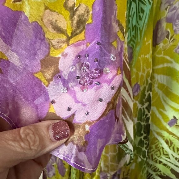 Y2K Sue Wong Pleated Silk Evening Gown Beaded Sequins Womens Sz 4 Formal Dress - Picture 5 of 9